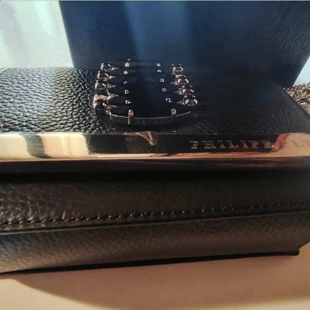 Philipp Plein Black and Silver Clutch Shoulderbag with Edgy Glamour $2200 - Picture 8 of 12
